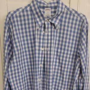 Brooks Brothers blue and white checkered long sleeve button-down shirt size XL